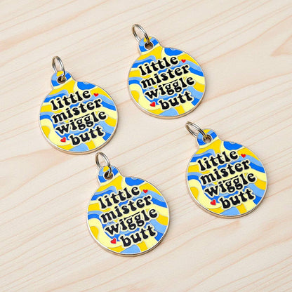 Cute Dog ID Tag Collar Charm - Little Mister Wiggle Butt
