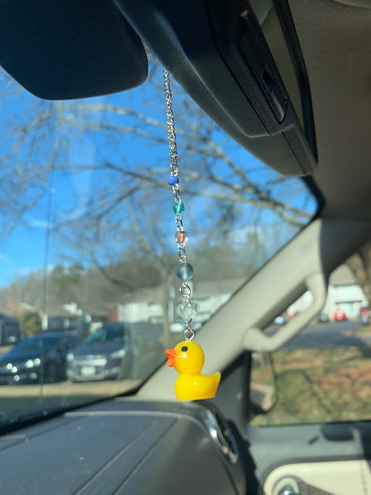 Eugene | Rubber Duck Car Charm | Rearview Mirror Accessory | Car Mirror Companion | Car Decoration | Vehicle Interior Accessory