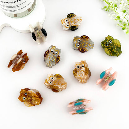 Cute Mini Owl Hair Claw  Acetate Animal Hair Clip