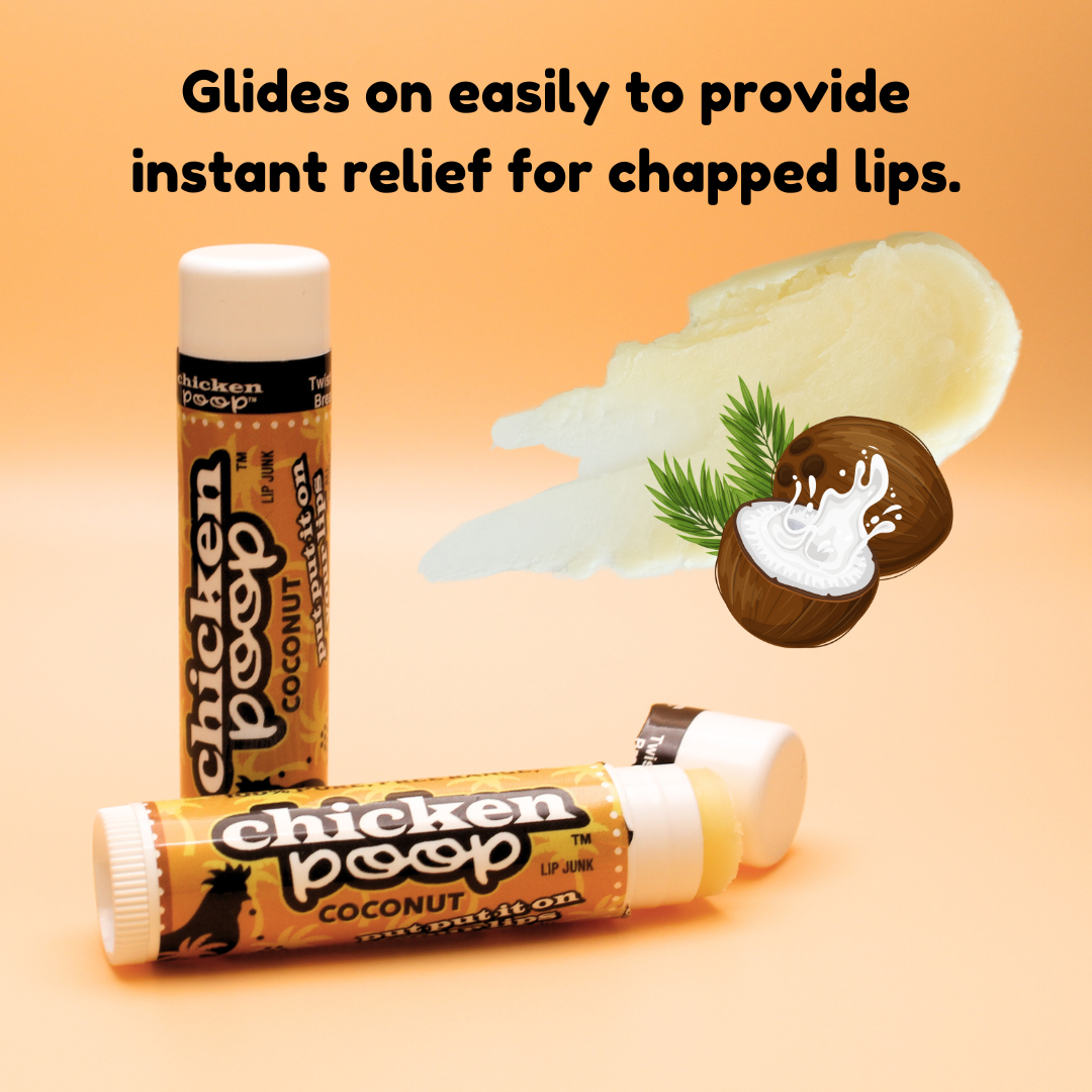 Chicken Poop® COCONUT Lip Balm, All Natural 24ct BOWL REFILL