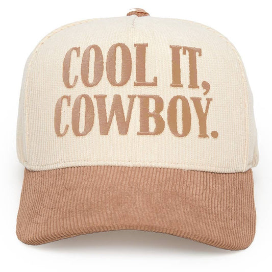 Two Tone Corduroy Hat - Cool It, Cowboy - Khaki/Beige