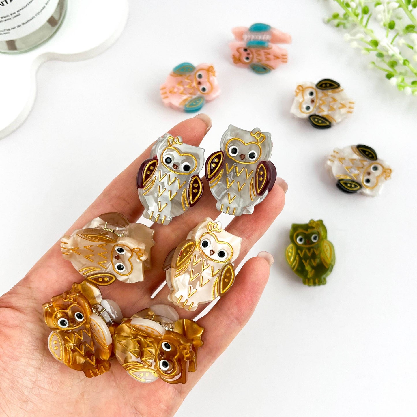 Cute Mini Owl Hair Claw  Acetate Animal Hair Clip