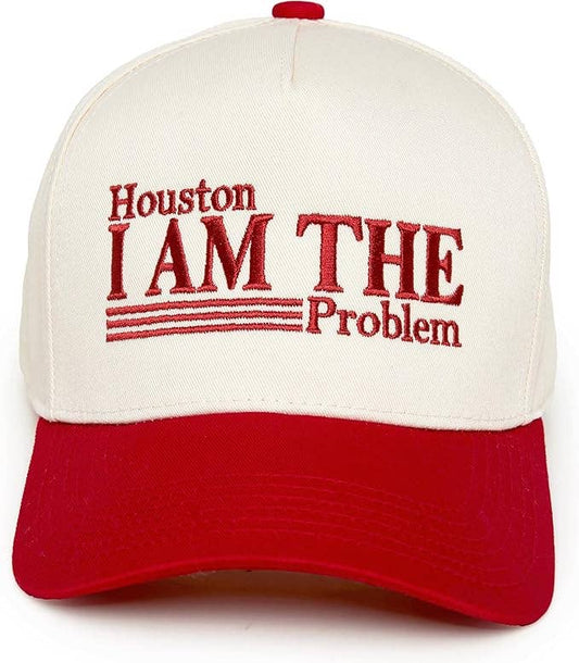 Two Tone Cap -  Houston I am The Problem - Beige/Red