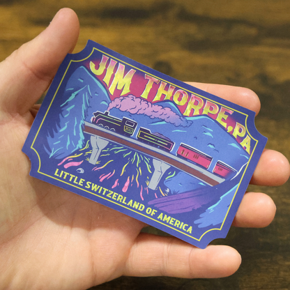 Jim Thorpe Glitter Train Ticket Sticker