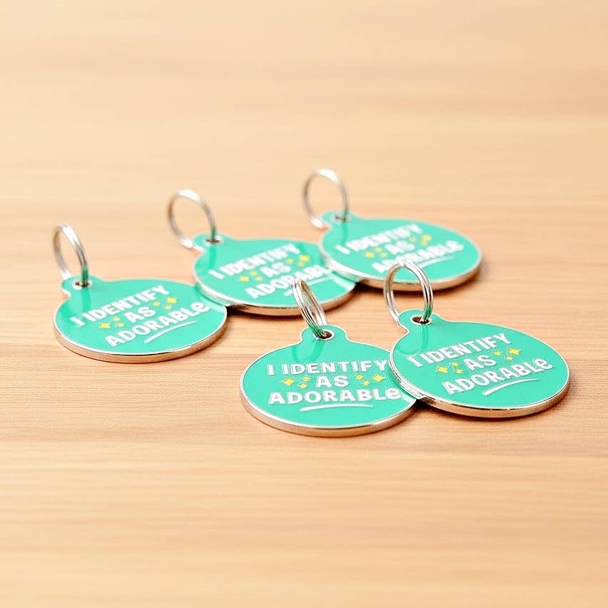 Personalized Dog Tag Charm - I Identify as Adorable