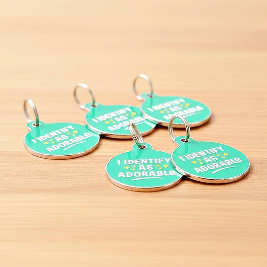 Personalized Dog Tag Charm - I Identify as Adorable
