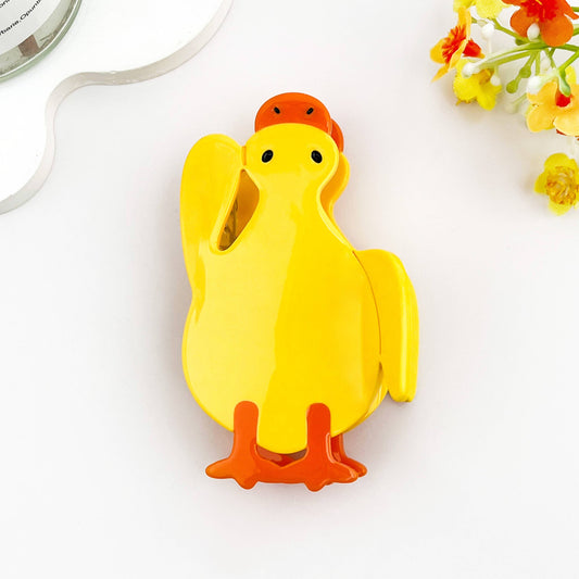 🐤 Dancing Duck Hair Claw – Playful Yellow PVC Clip
