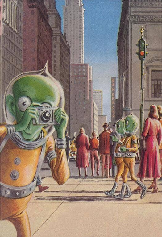 Postcard OS-01 Aliens in the City
