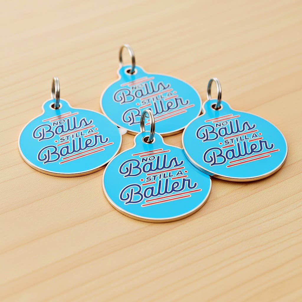 Personalized Pet ID Tag w/QR Code - No Balls Still a Baller