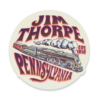 Jim Thorpe Circle Retro Maroon Sticker