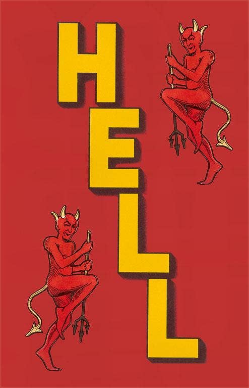 Postcard AM-415 Hell, Two Devils