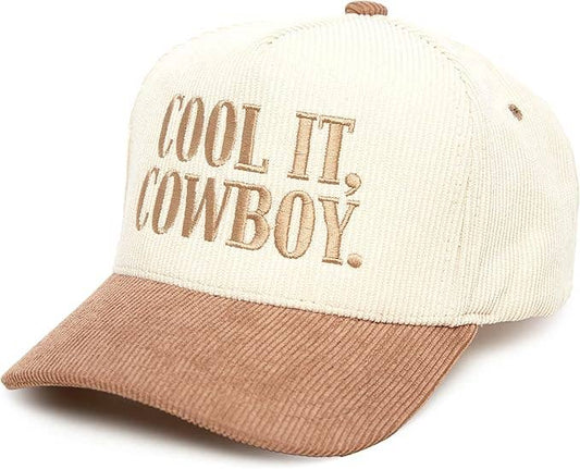 Two Tone Corduroy Hat - Cool It, Cowboy - Khaki/Beige