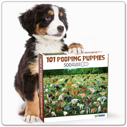 101 Pooping Puppies 500-Piece Puzzle – Funny Holiday Gift