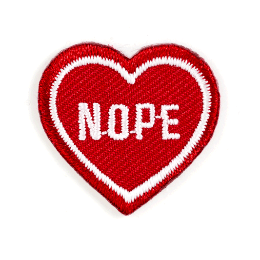Nope Heart Embroidered Sticker Patch