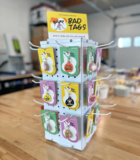Bad Tags - Large Rotating Metal Display Stand (24 Hooks)