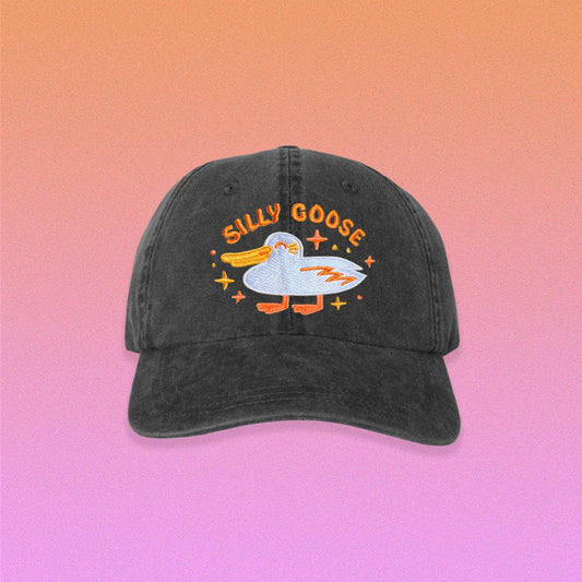 Silly Goose Black cap with 'Silly Goose' design on a gradient background