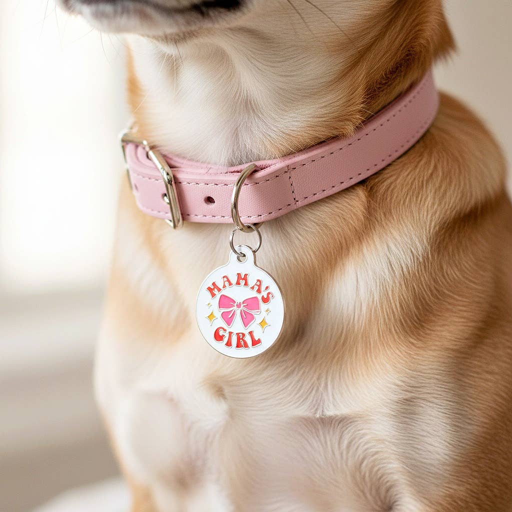 Girl Dog Collar ID Tag w/ Personalized QR Code - Mama's Girl