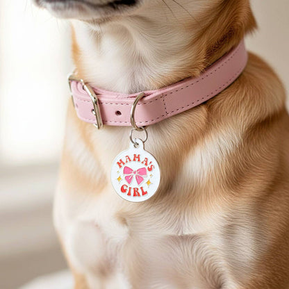 Girl Dog Collar ID Tag w/ Personalized QR Code - Mama's Girl