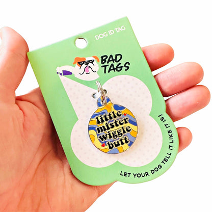 Cute Dog ID Tag Collar Charm - Little Mister Wiggle Butt