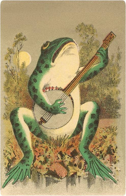 Postcard AN-62 Frog Playing Banjo in Moonlight