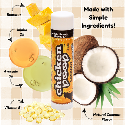 Chicken Poop® COCONUT Lip Balm, All Natural 24ct BOWL REFILL