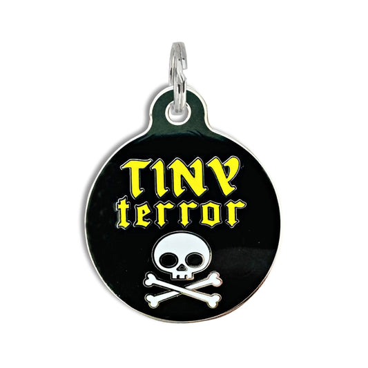 Dog ID Tag with Personalized QR Code - Tiny Terror ☠️