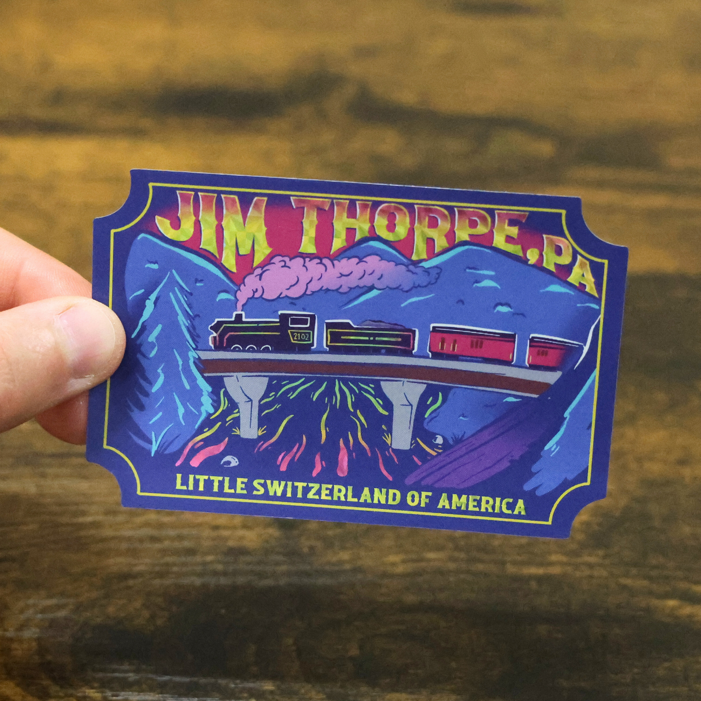 Jim Thorpe Glitter Train Ticket Sticker