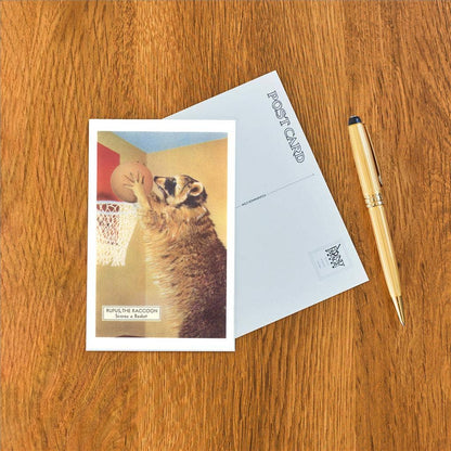 Postcard NP-527 Raccoon Playing Basketball