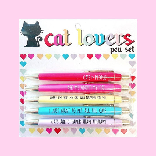 Cat Lovers Pen Set (funny gifts, pens, spring, stationery)