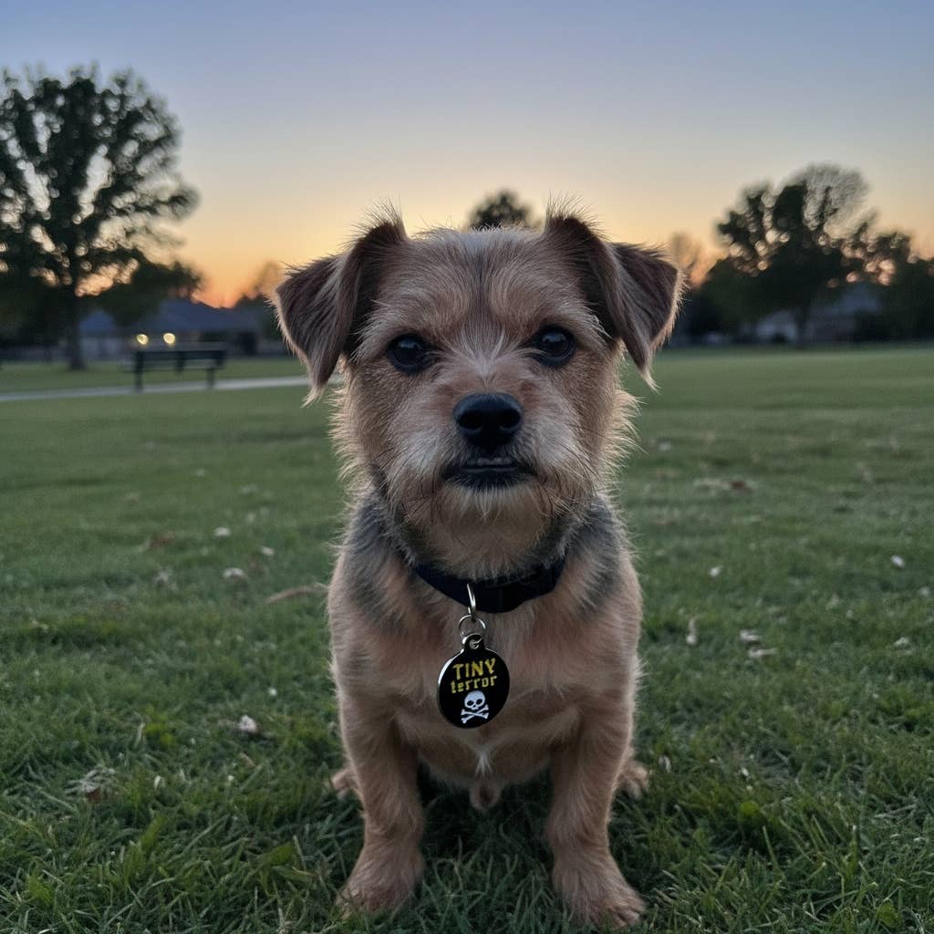 Dog ID Tag with Personalized QR Code - Tiny Terror ☠️