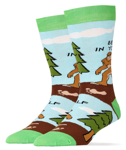 Believe | Men's Funny Bigfoot Novelty Crew Socks