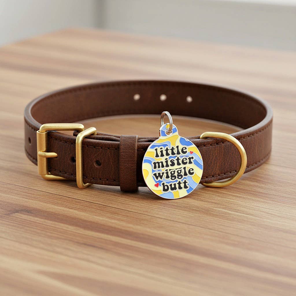 Cute Dog ID Tag Collar Charm - Little Mister Wiggle Butt