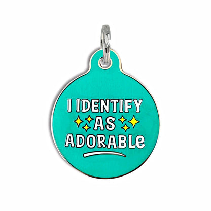 Personalized Dog Tag Charm - I Identify as Adorable