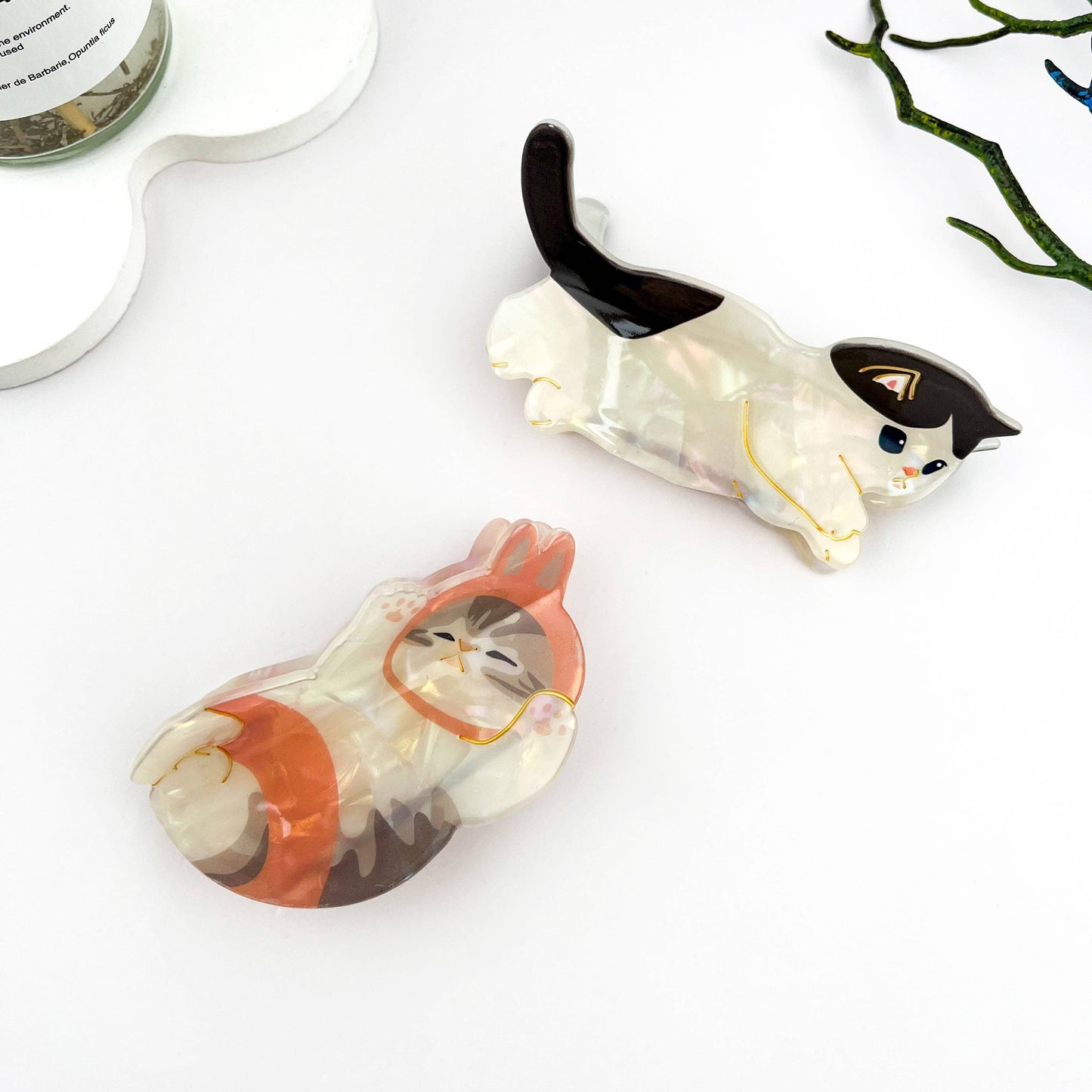 Lazy Cat Exquisite Acetate Animal Hair Claw Clip