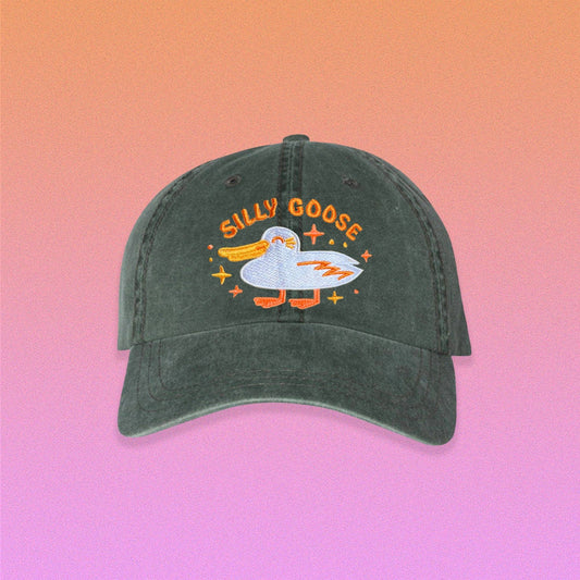 Silly Goose Green cap with 'Silly Goose' design on a gradient background