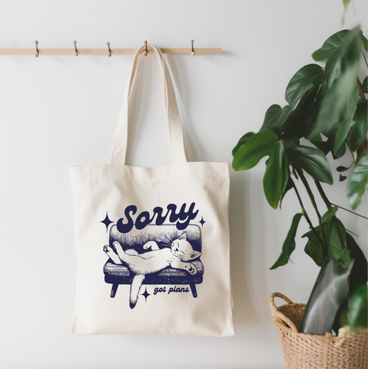 Sorry, Got Plans Small Canvas Tote Bag