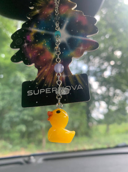 Eugene | Rubber Duck Car Charm | Rearview Mirror Accessory | Car Mirror Companion | Car Decoration | Vehicle Interior Accessory