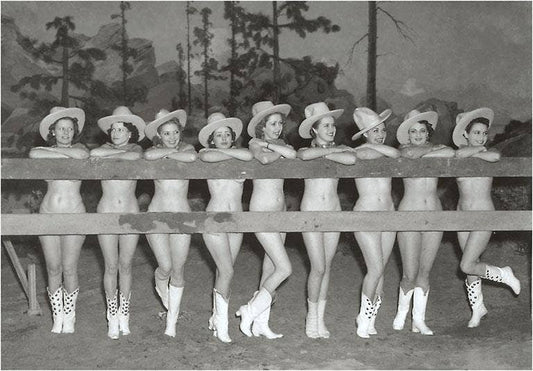 Postcard CG-96 Nude Cowgirls by Fence