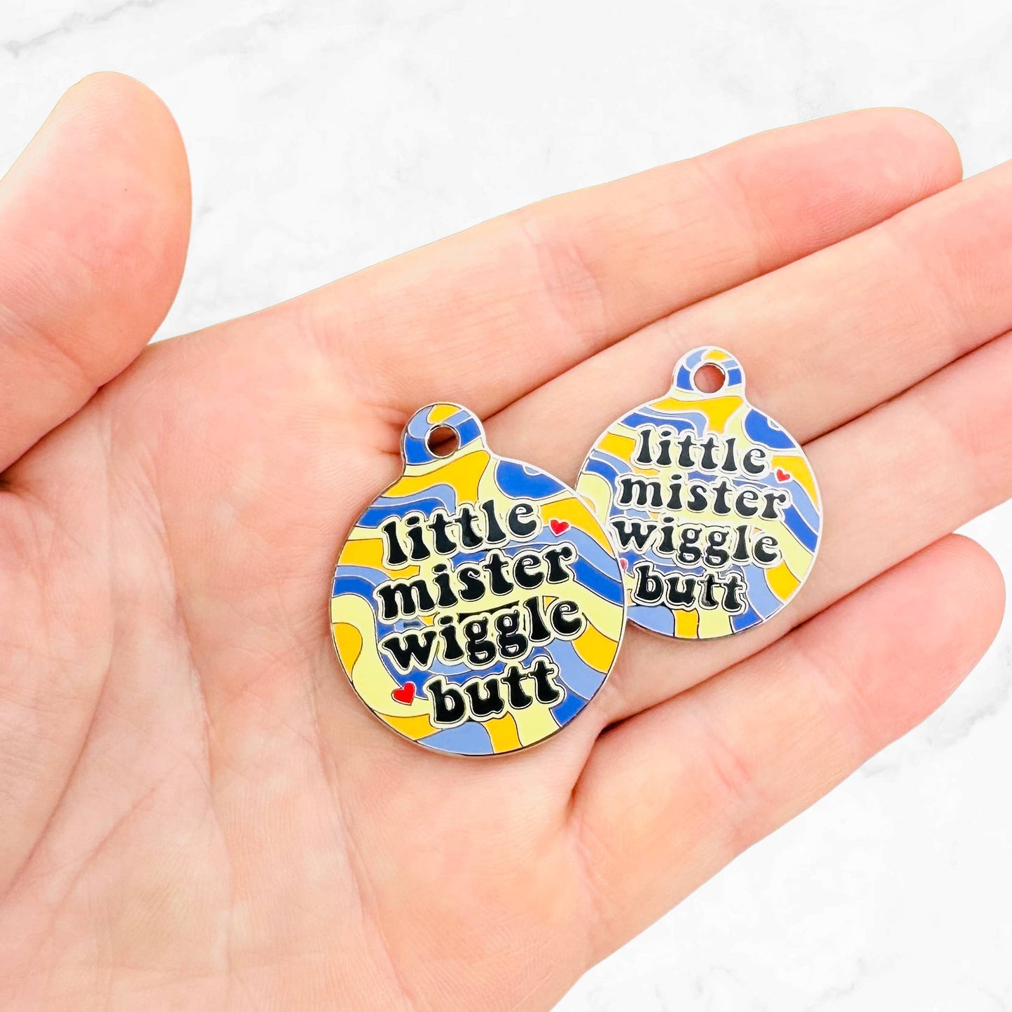 Cute Dog ID Tag Collar Charm - Little Mister Wiggle Butt