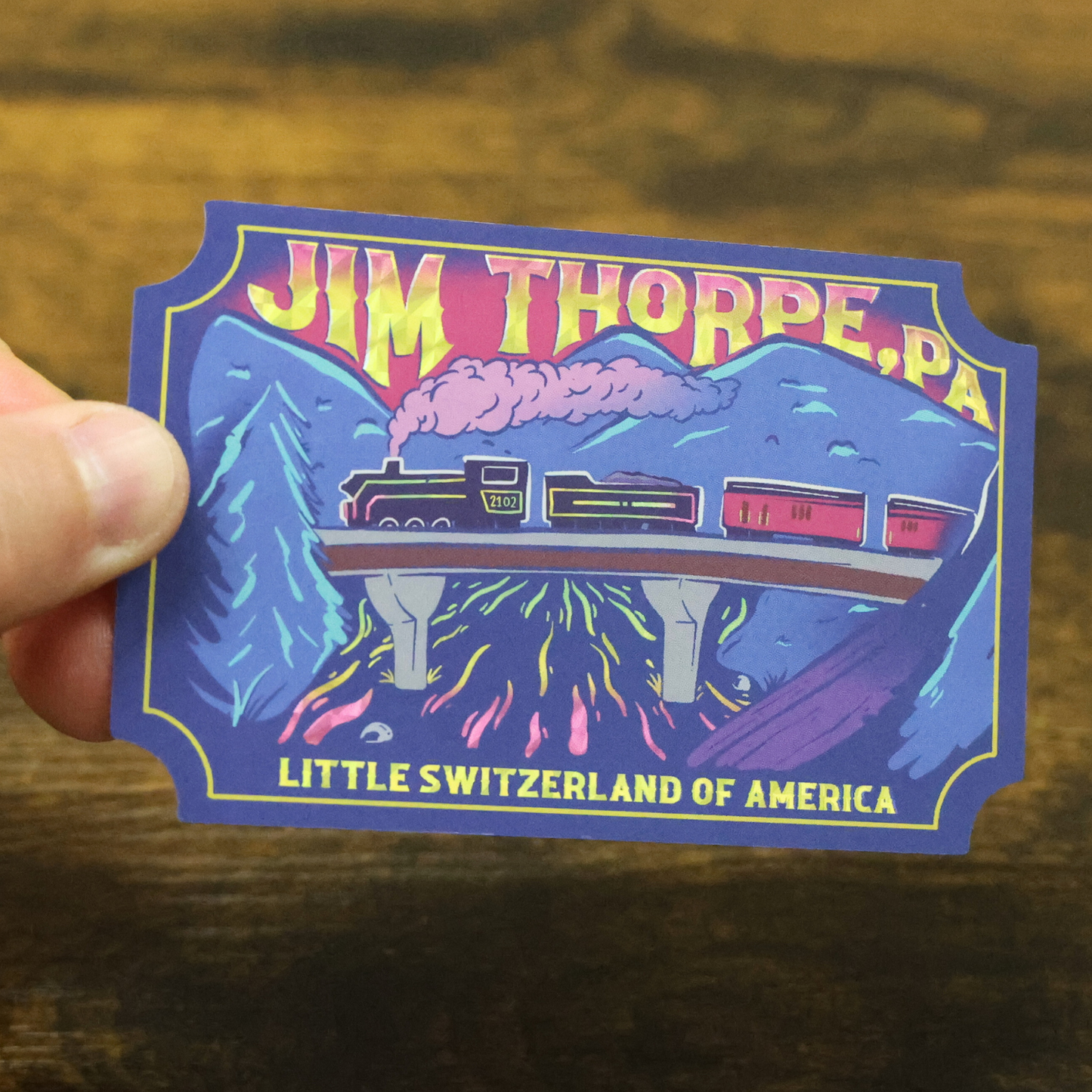 Jim Thorpe Glitter Train Ticket Sticker