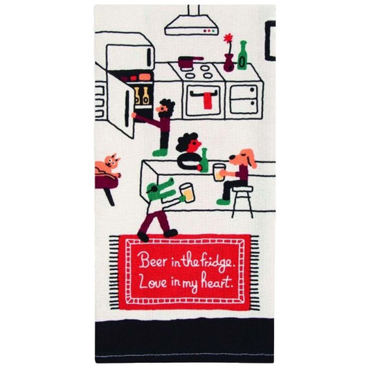 Beer In The Fridge, Love In The Heart - Printed Dish Towel